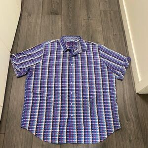 Robert Graham Check Short Sleeve Button Down Shirt Size 2XL